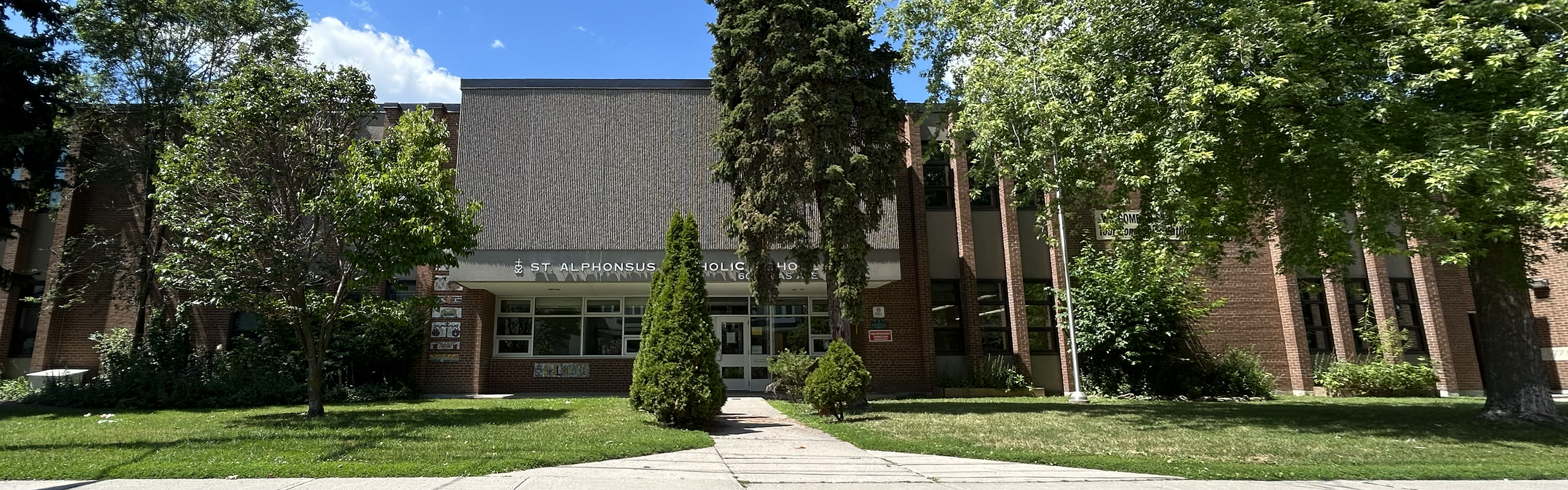 The front of the St. Alphonsus Catholic School building.