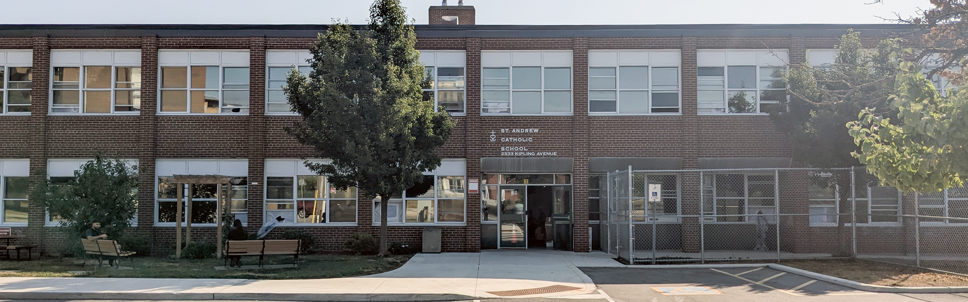 The front of the St. Andrew Catholic School building