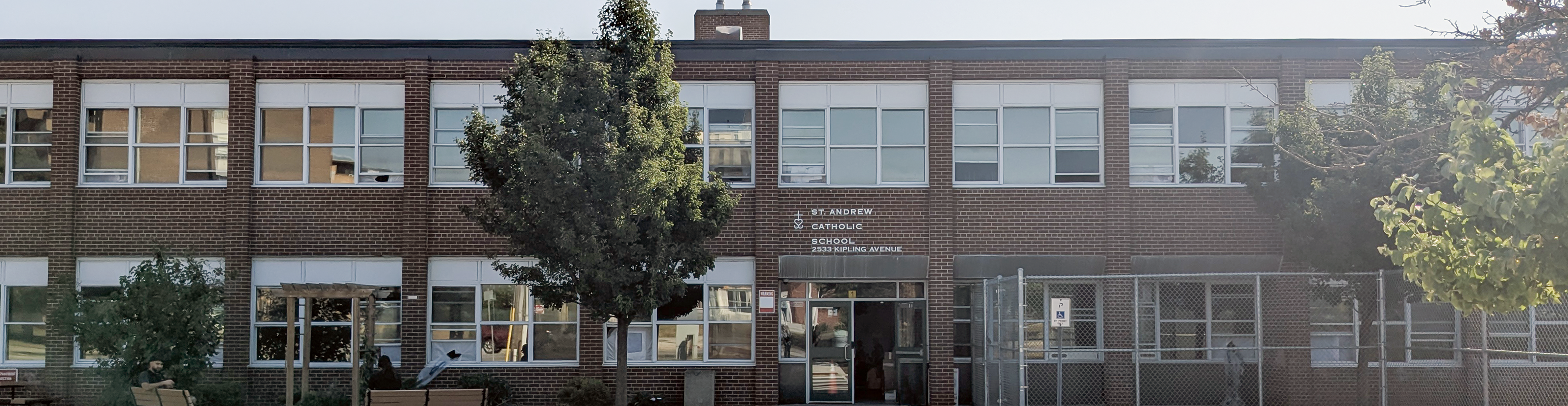 The front of the St. Andrew Catholic School building