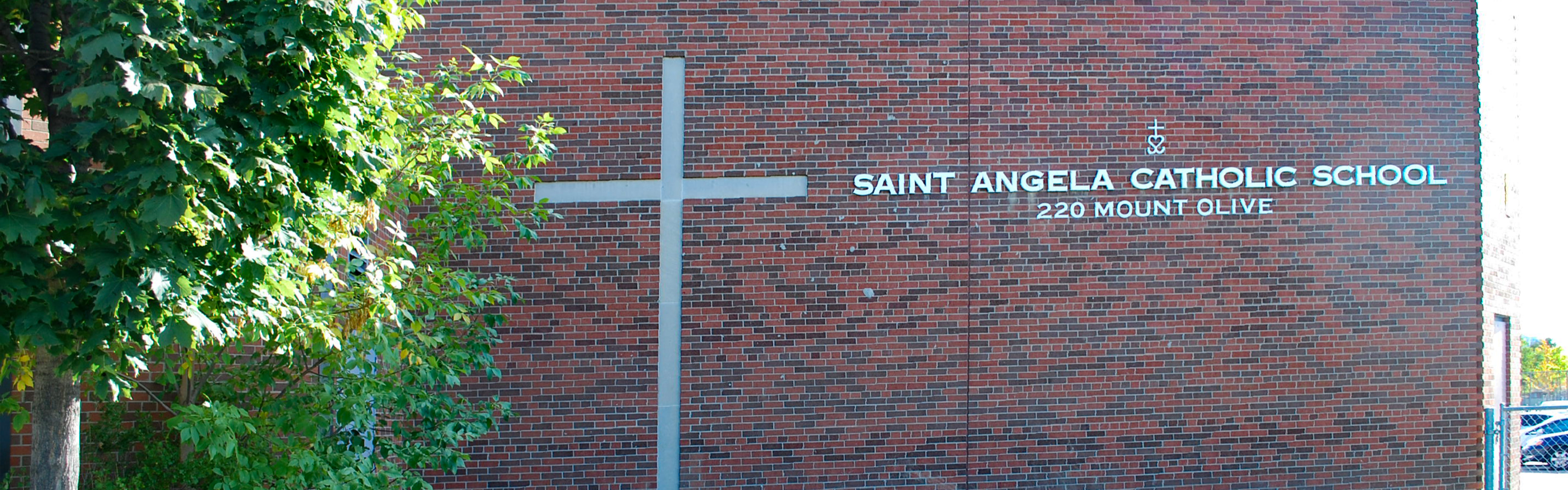 The front of the St. Angela Catholic School building.