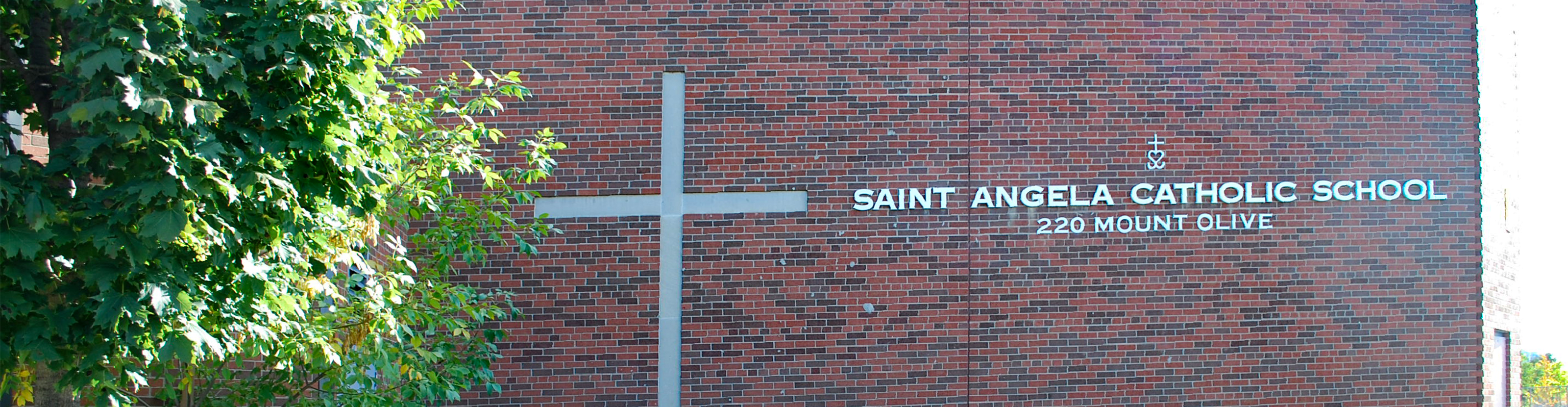 The front of the school building.