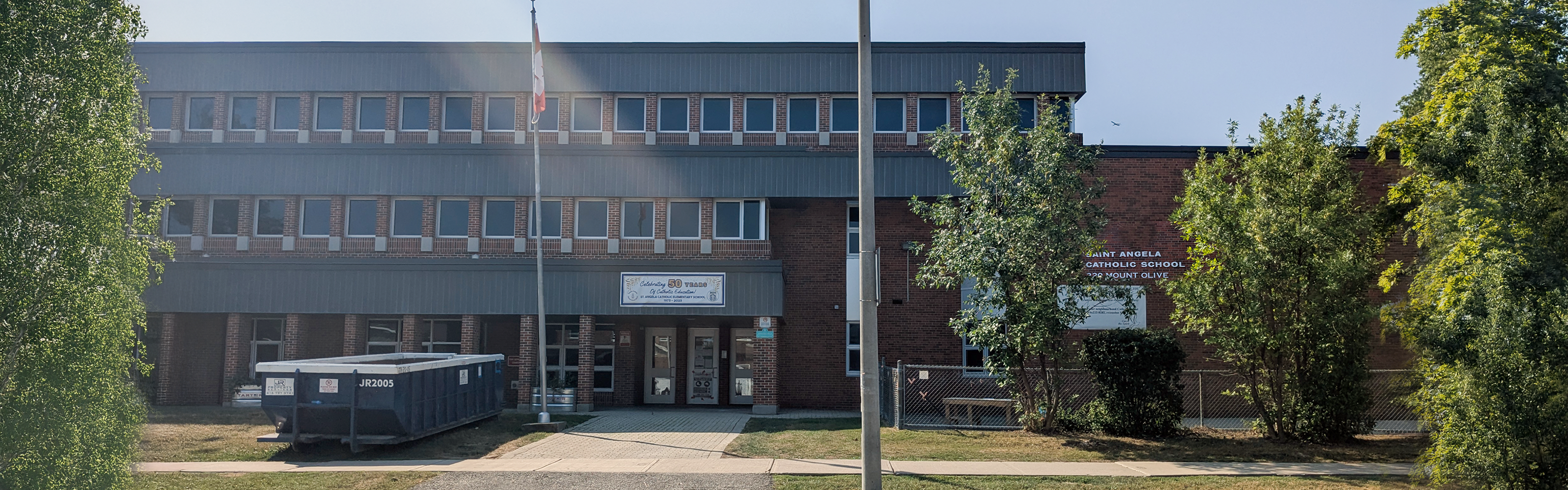 The front of the St. Angela Catholic School building