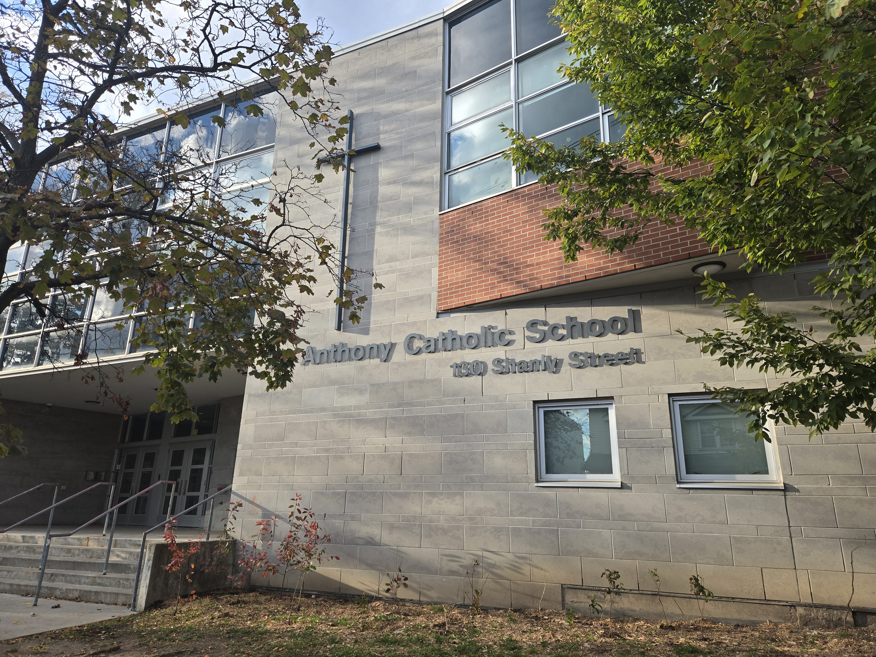 The front of the school building