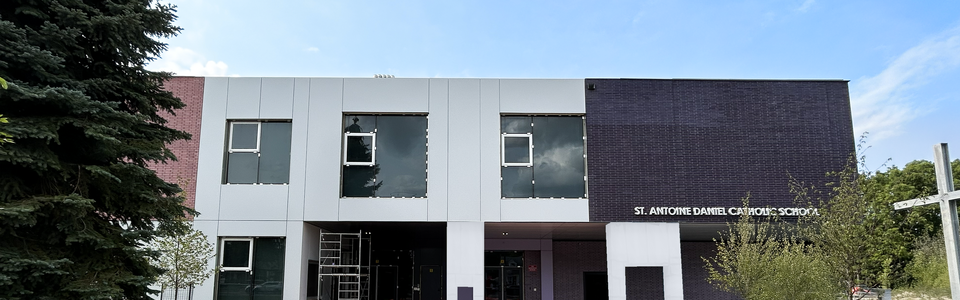 The front of the St. Antoine Daniel Catholic School building.
