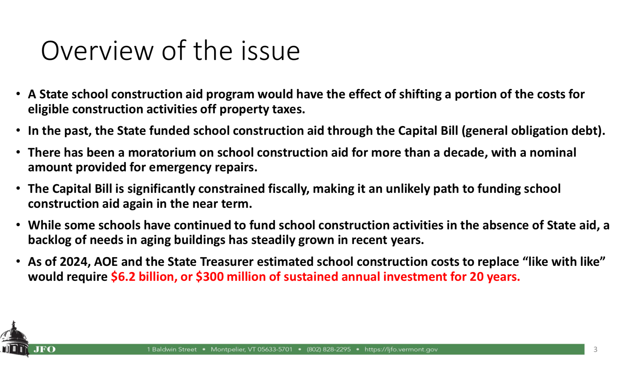 Considerations for Funding School Construction
