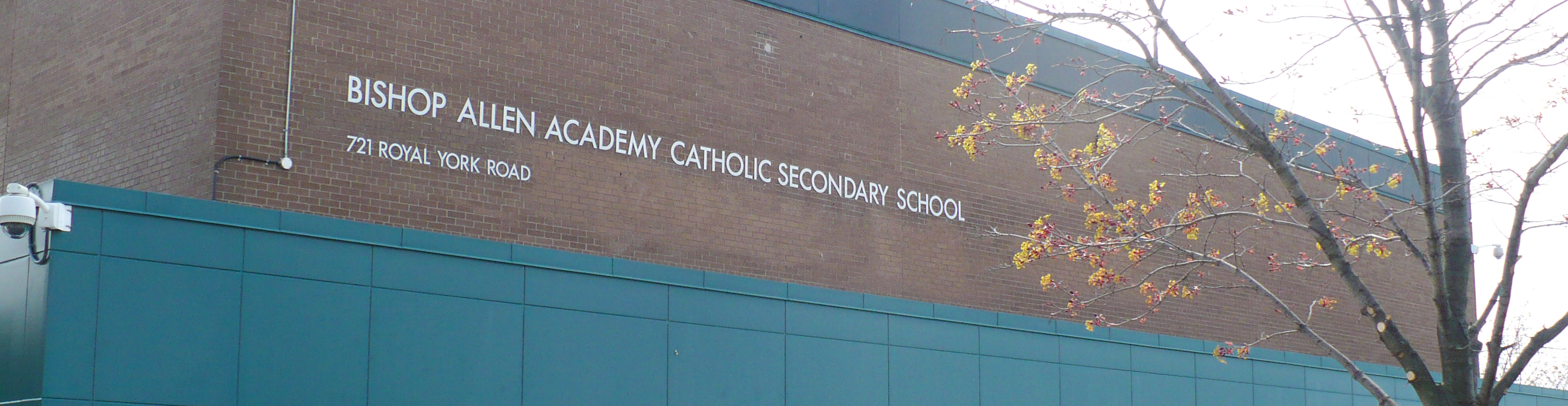 Front of the Bishop Allen Academy school building.