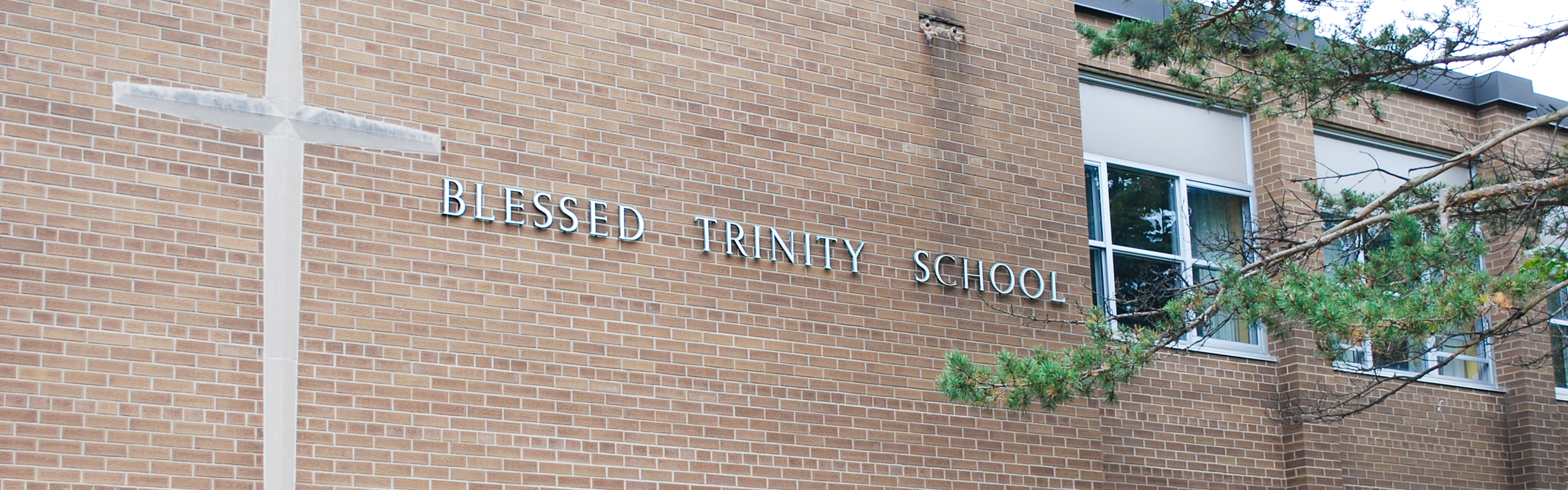 Front of the  Blessed Trinity Catholic School building