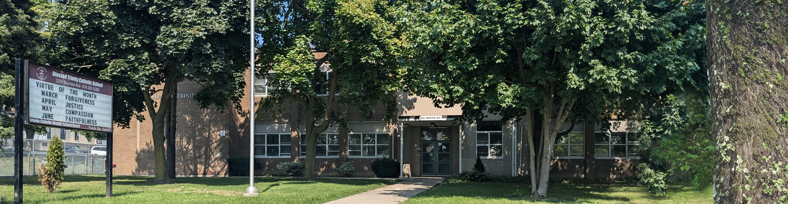 The front of the school building