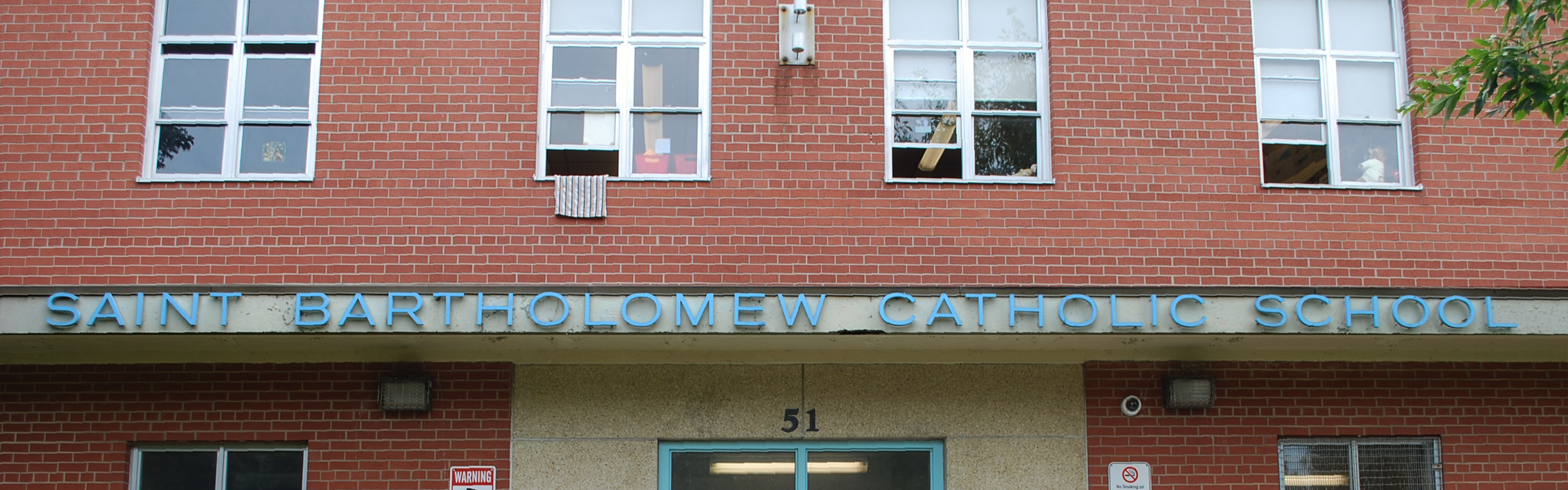 The front of the St. Bartholomew Catholic School building.