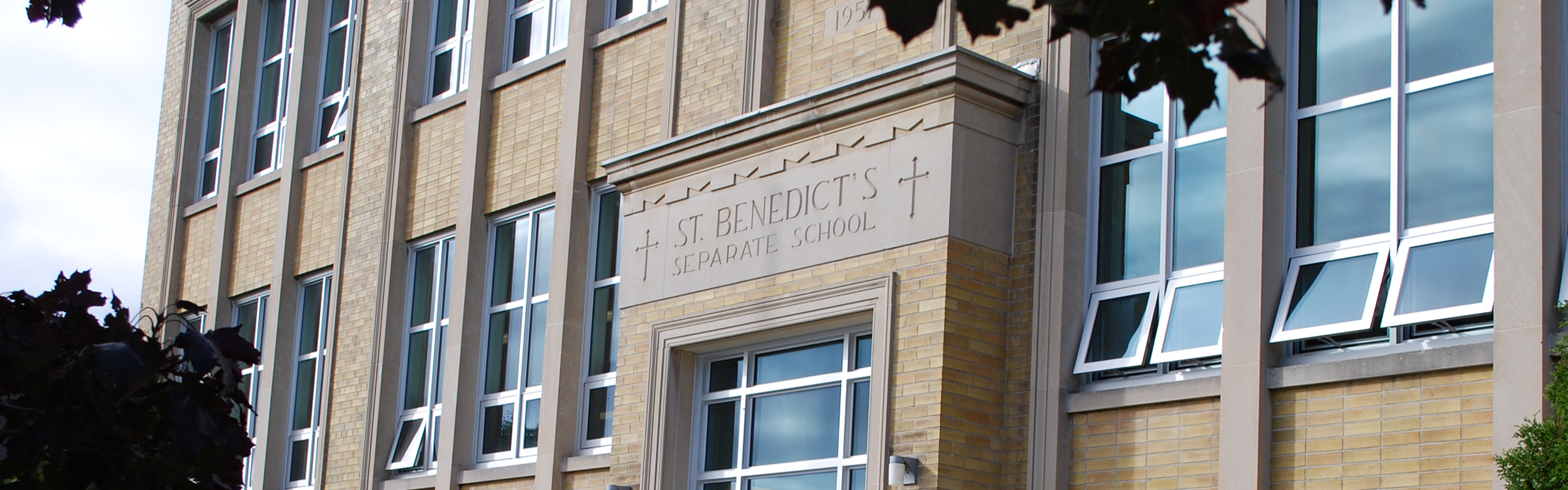 The front of the St. Benedict Catholic School building.
