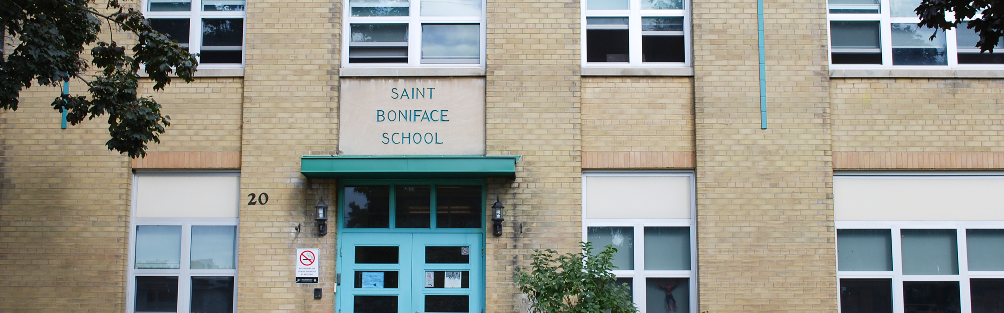 The front of the St. Boniface Catholic School building.