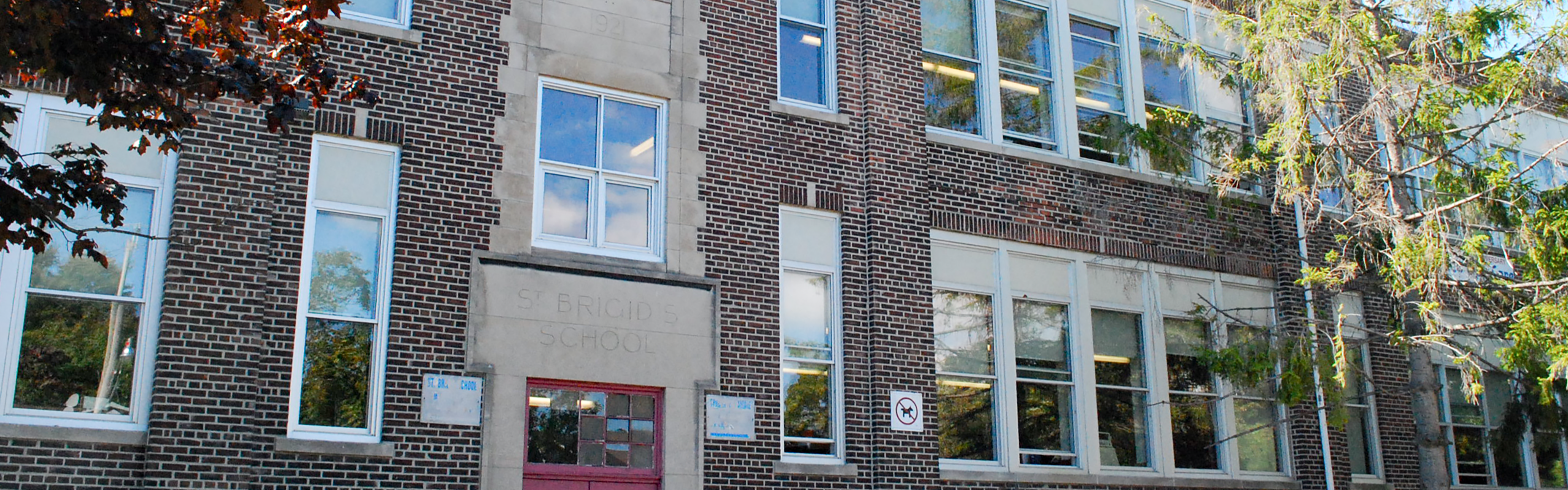 The front of the St. Brigid Catholic School building.