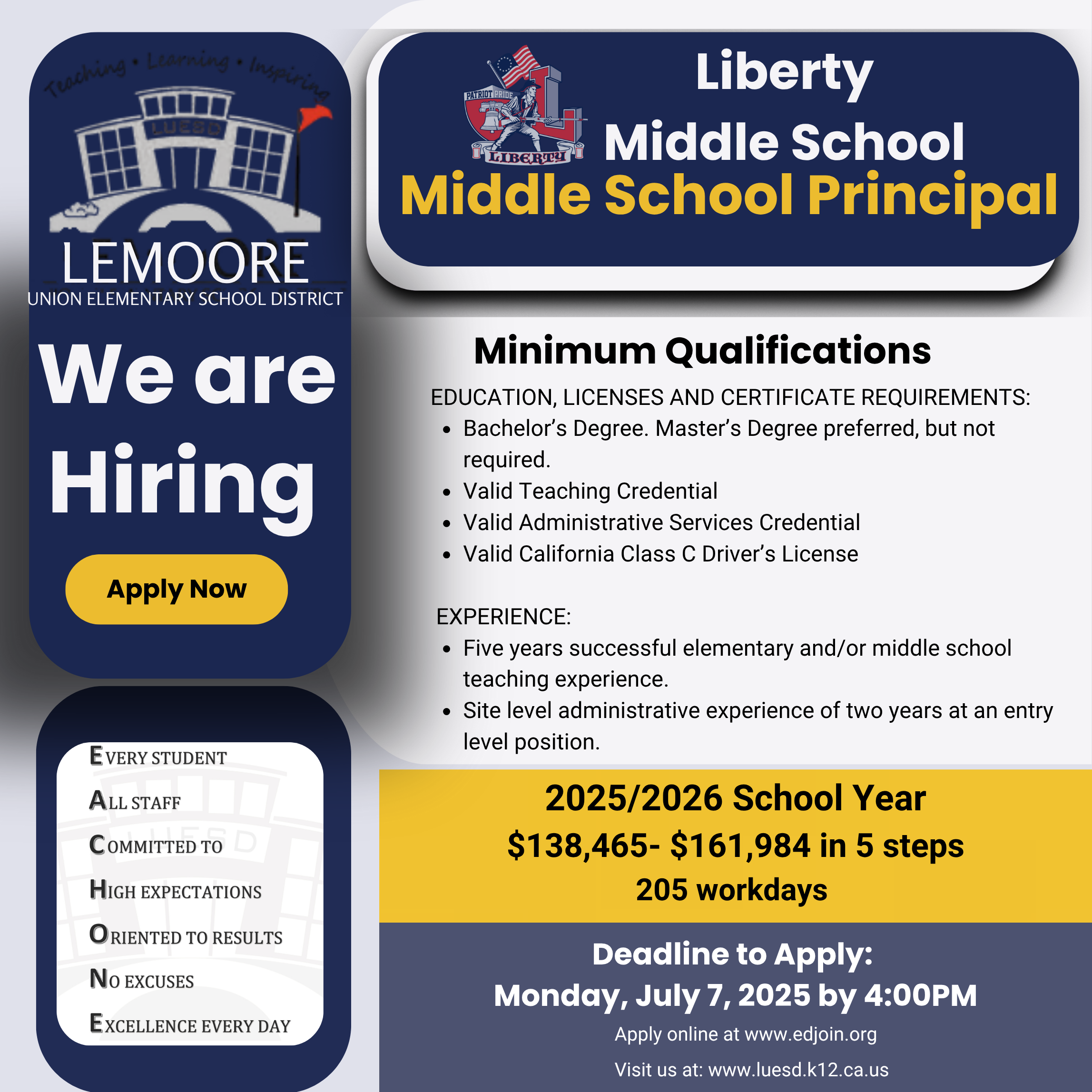 Middle School Principal Posting