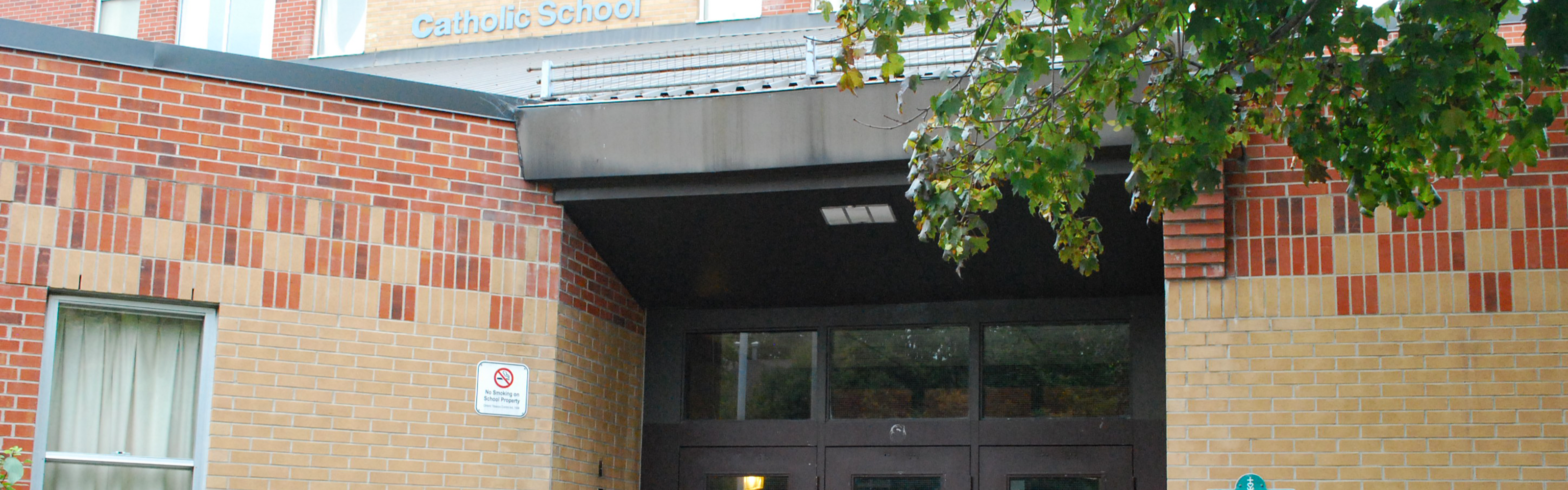 The front of the St. Bruno / St. Raymond Catholic School building.