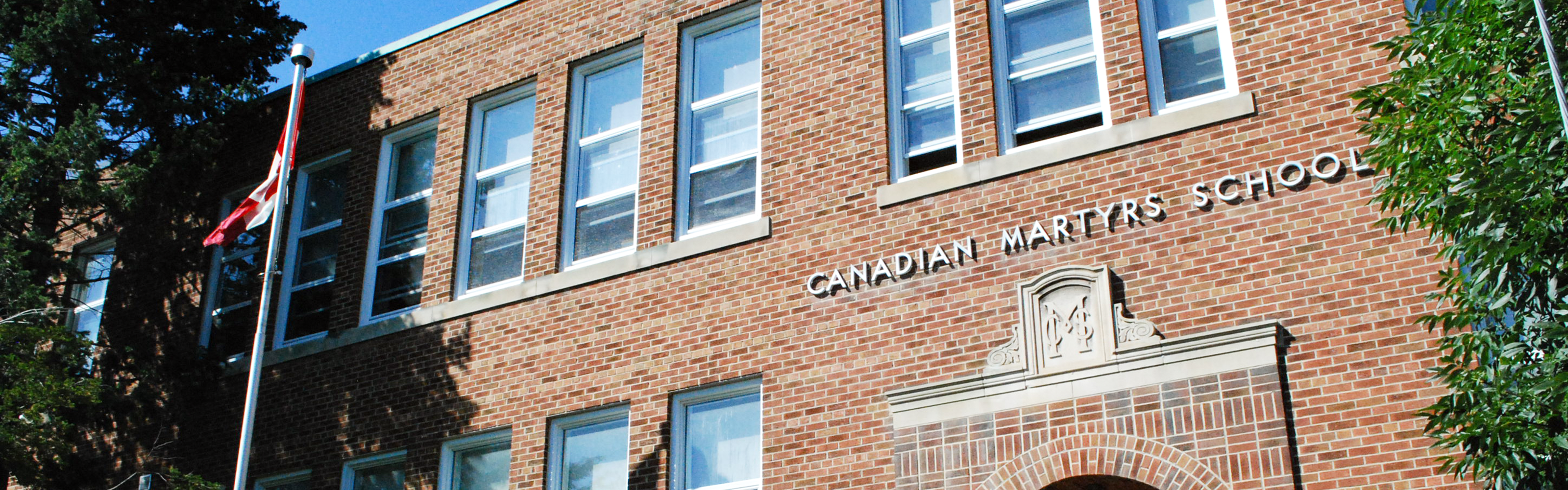 Front of the Canadian Martyrs Catholic School building