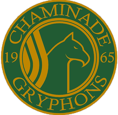 Gryphon Logo stylized yellow lineart on green background
