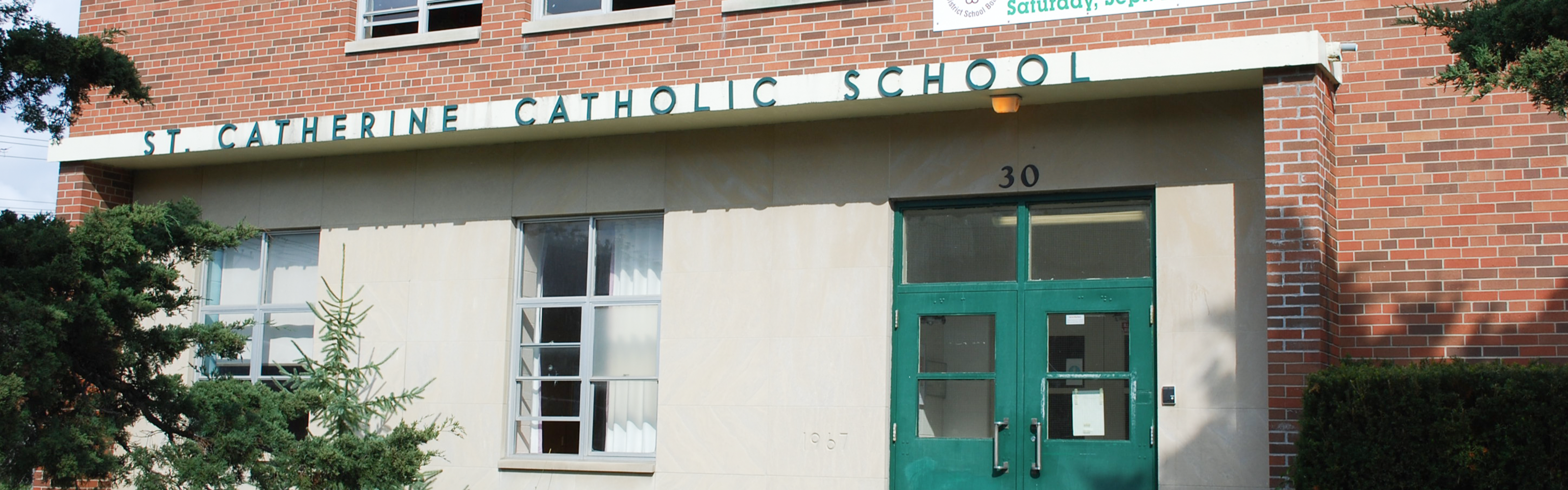 The front of the St. Catherine Catholic School building.