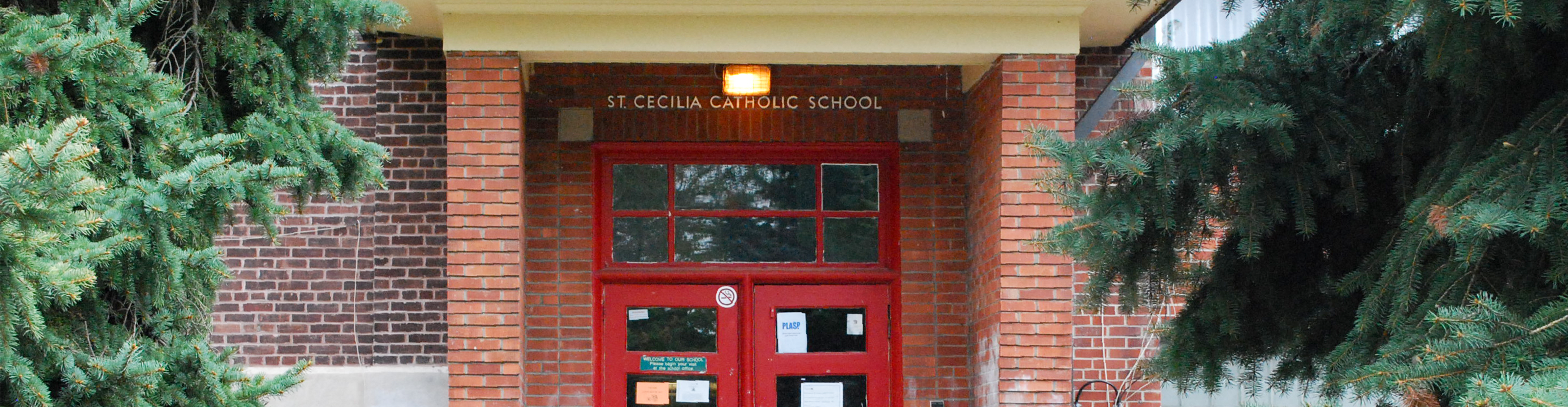 Front of the St. Cecilia Catholic School building