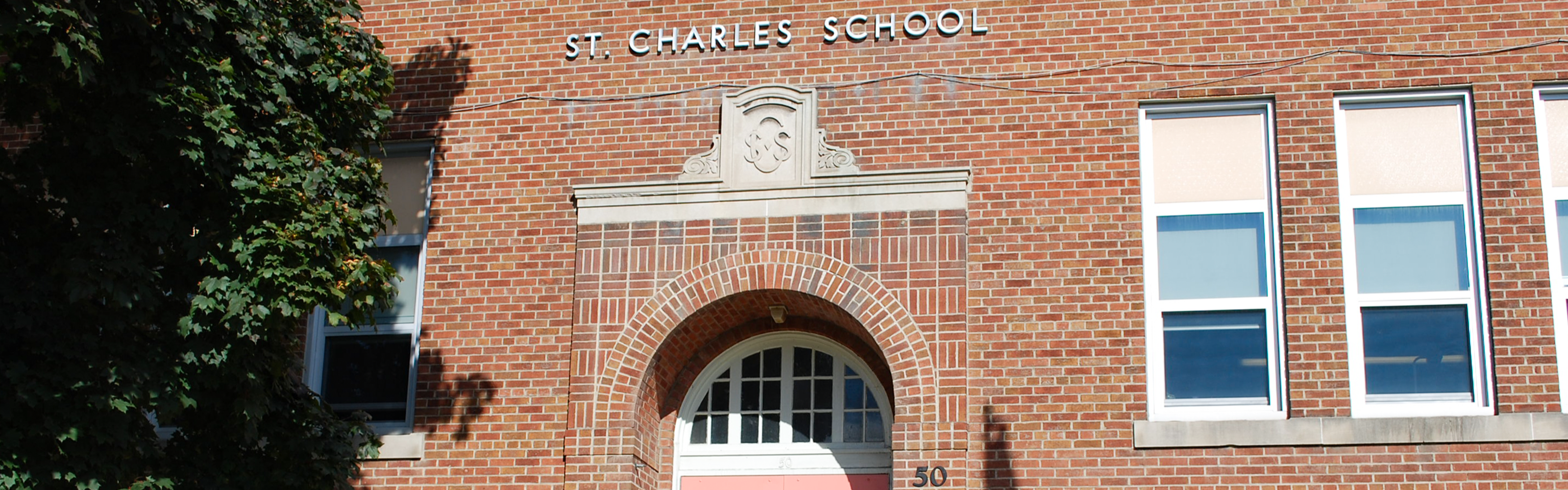 The front of the St. Charles Catholic School building.