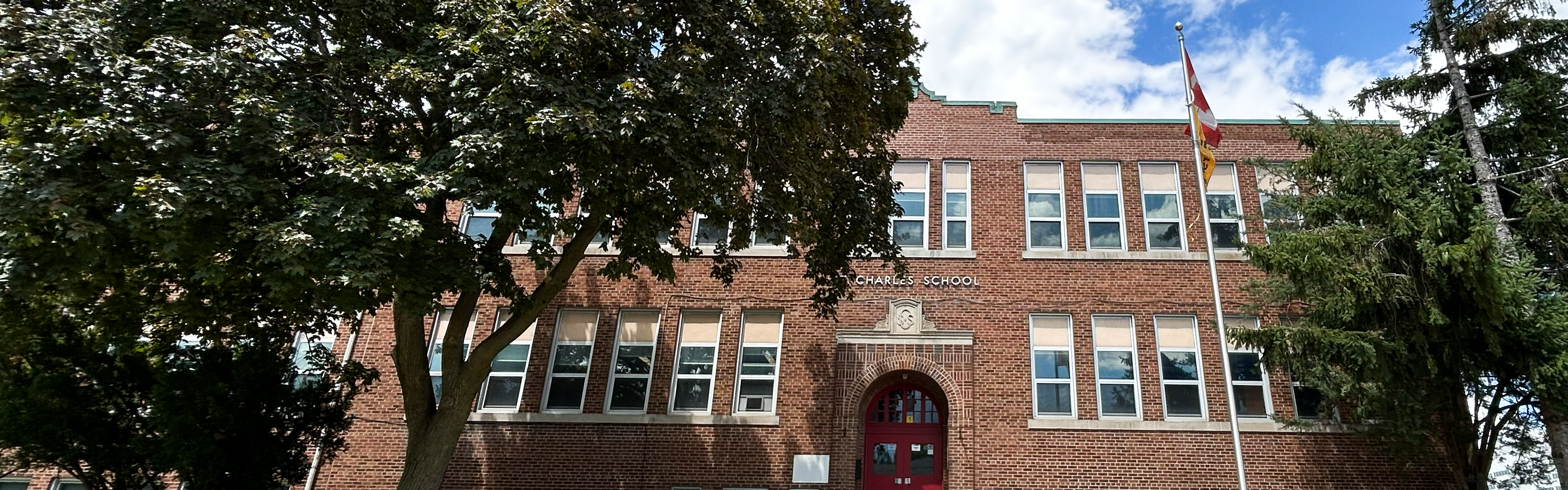 The front of the St. Charles Catholic School building.