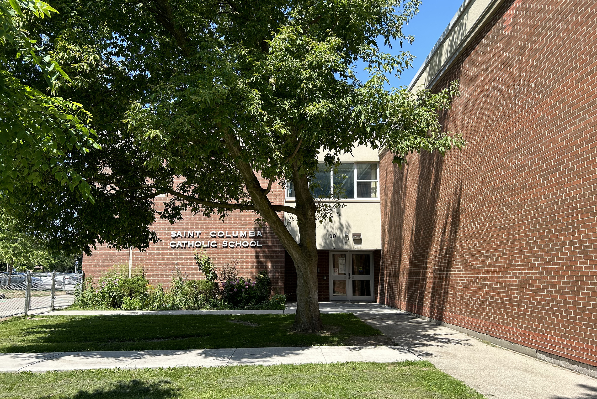 Front of the St. Columba Catholic School building