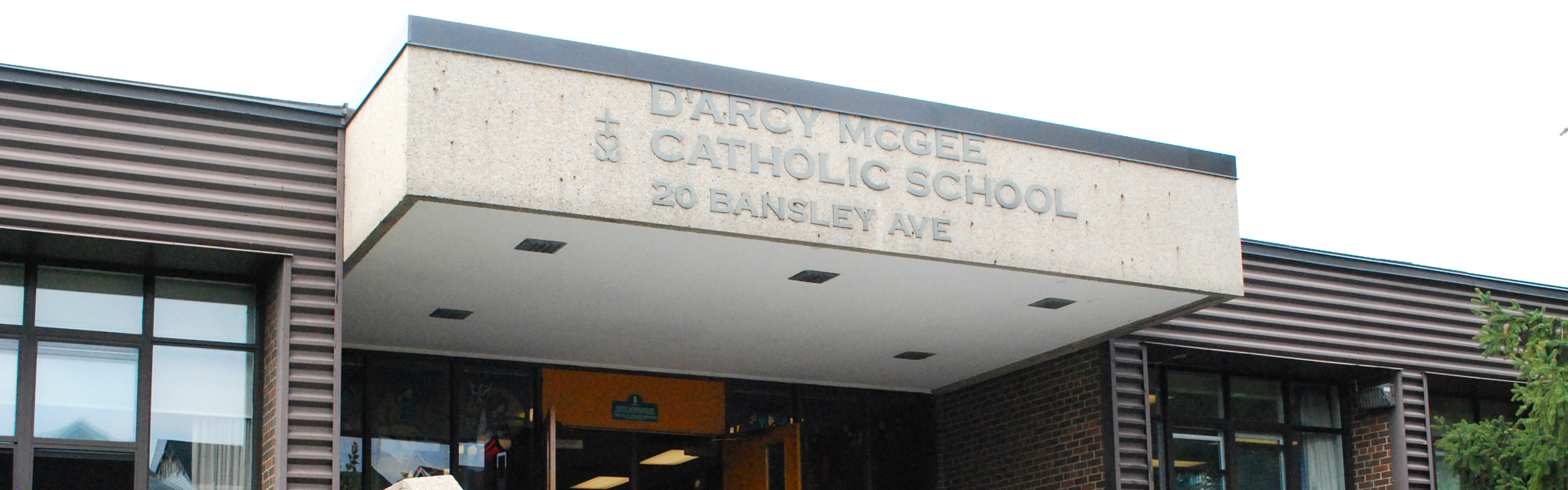 Front of the D'Arcy McGee Catholic School building
