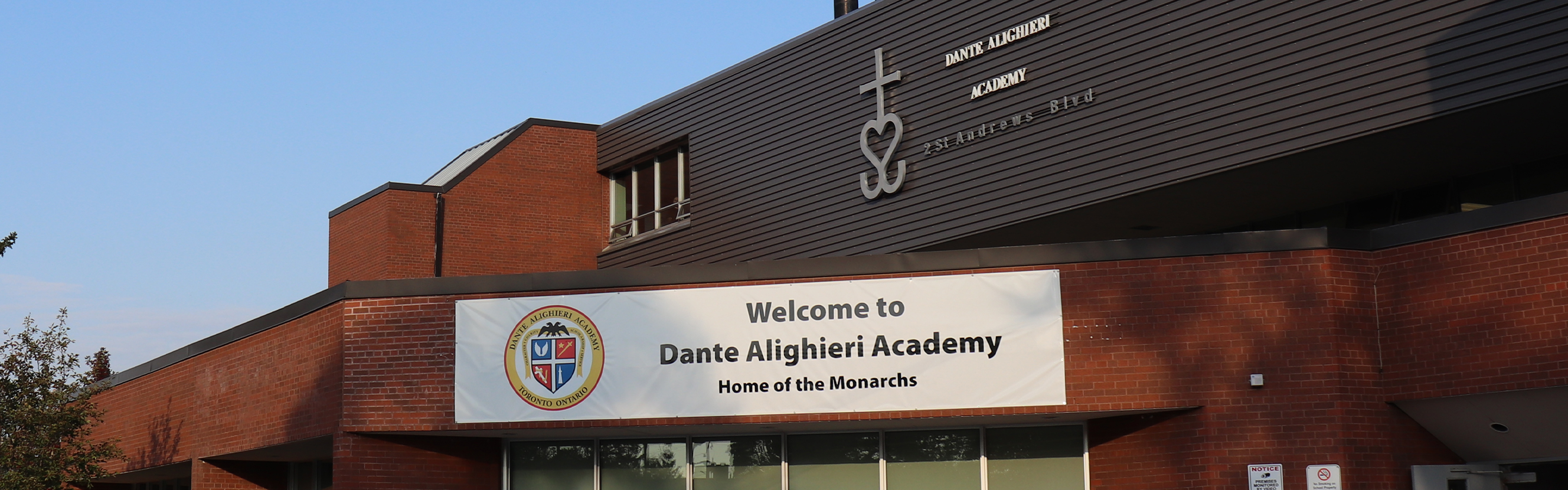 Front of the Dante Alighieri Academy Catholic Secondary School building