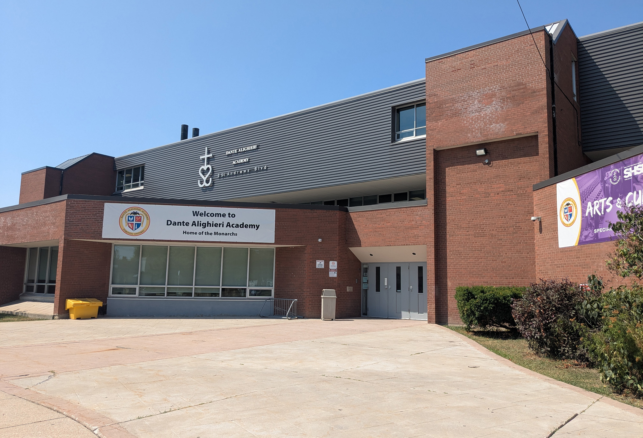 The front of the school building