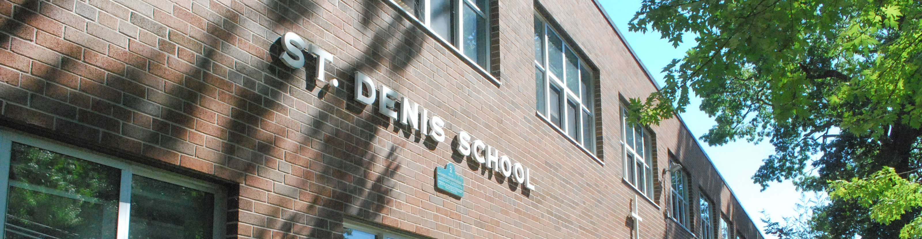 The front of the school building.