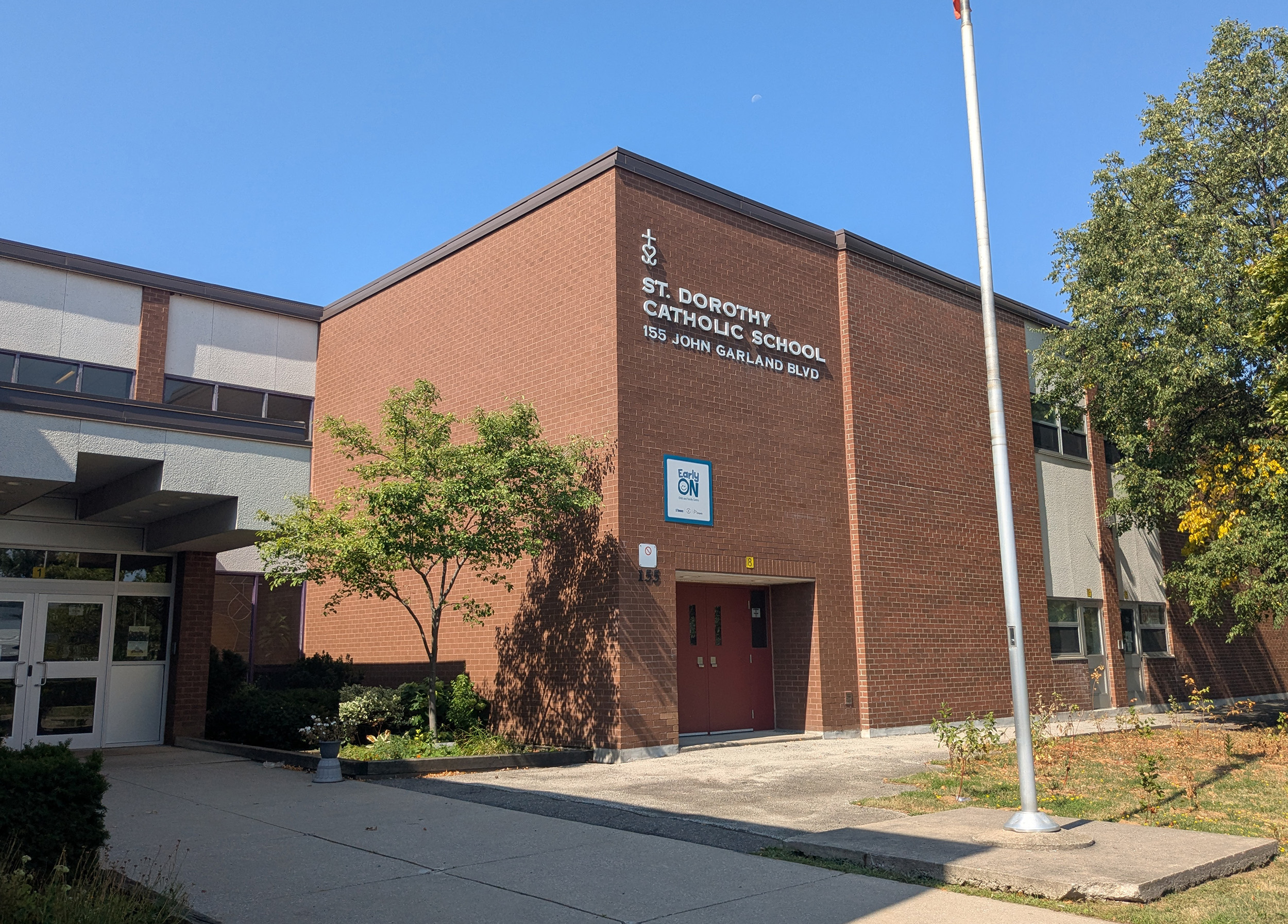 The front of the school building