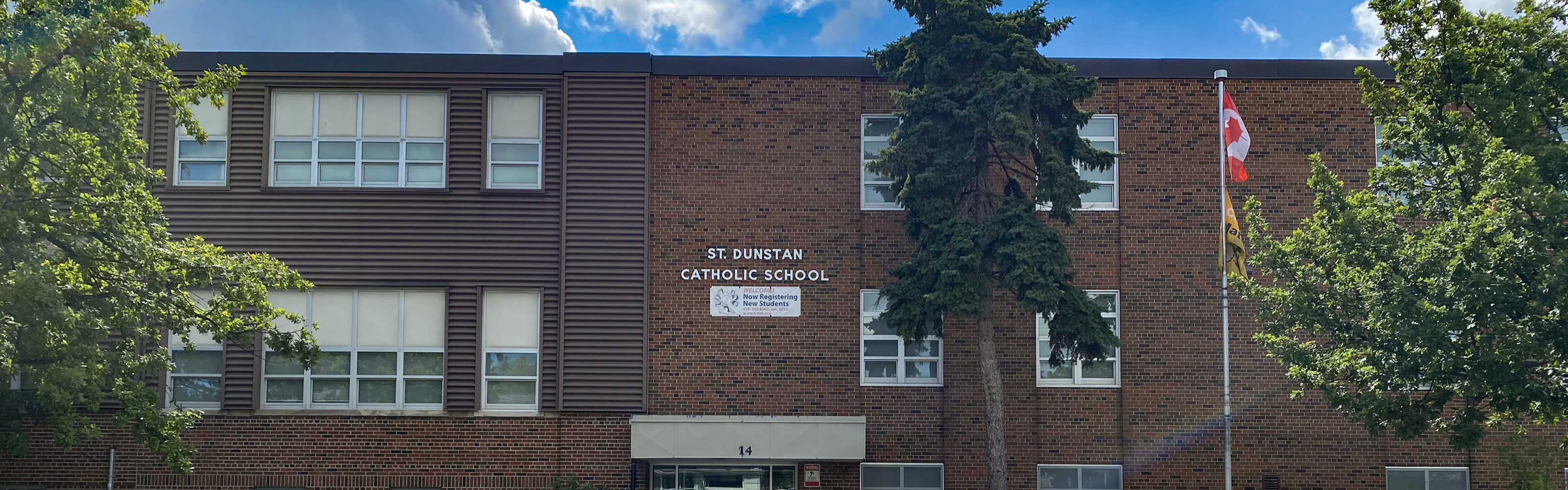 The front of the St. Dunstan Catholic School building.