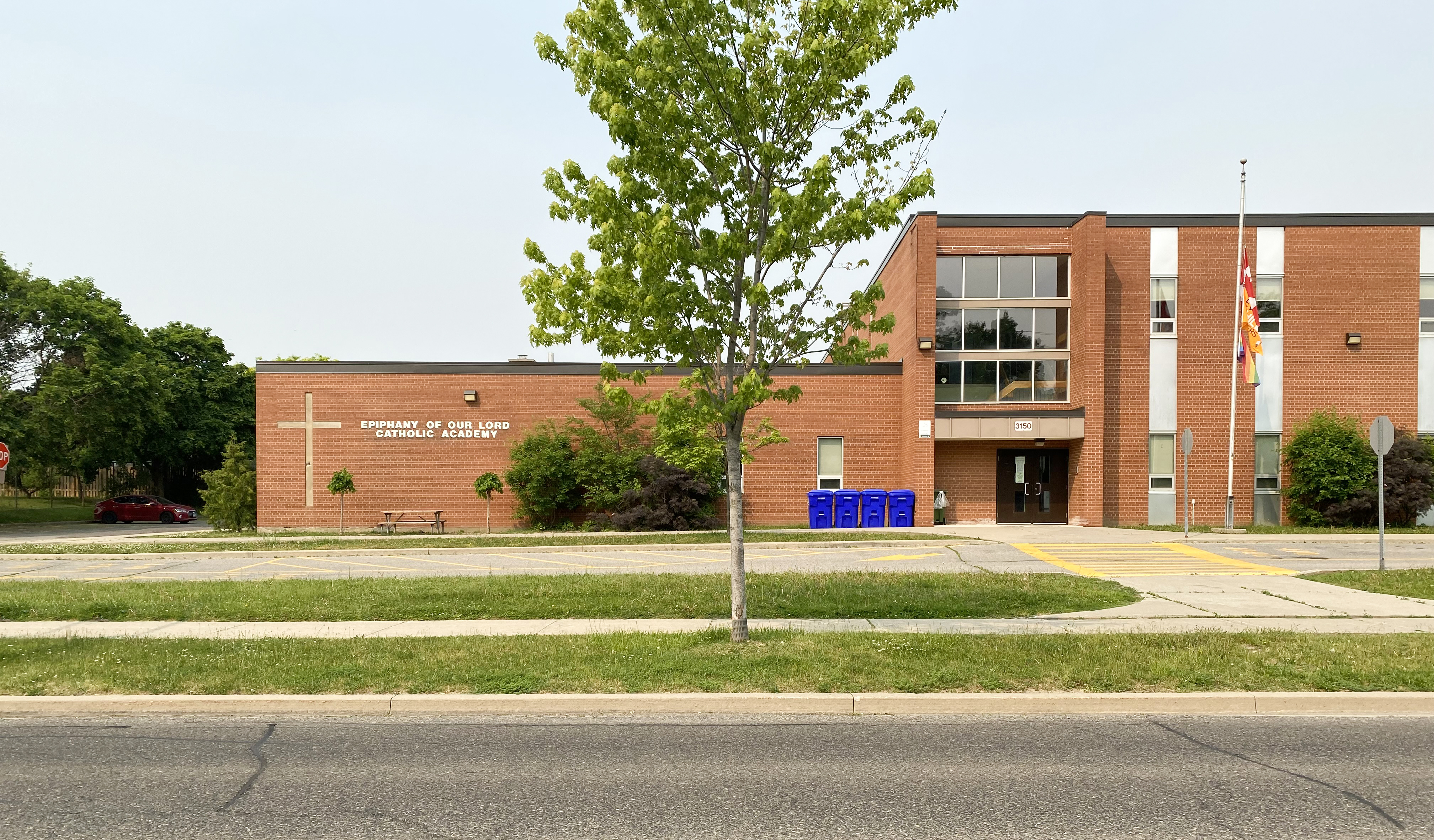 The front of the school building