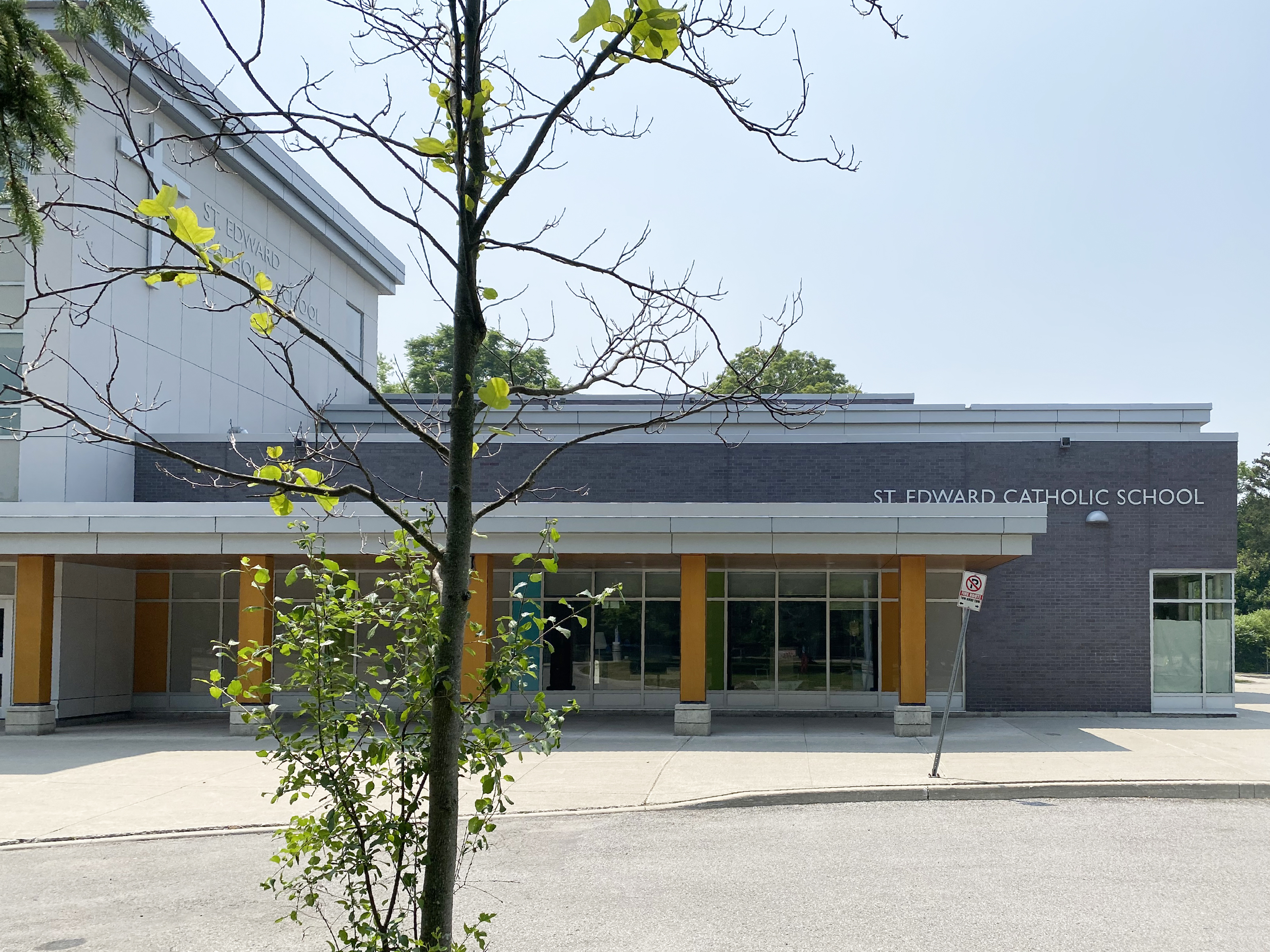 The front of the school building
