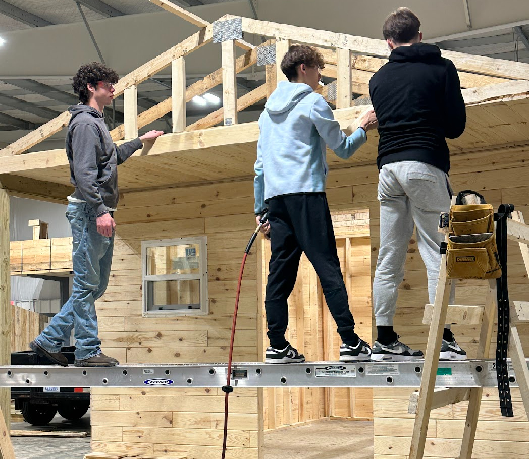 Students build cabin