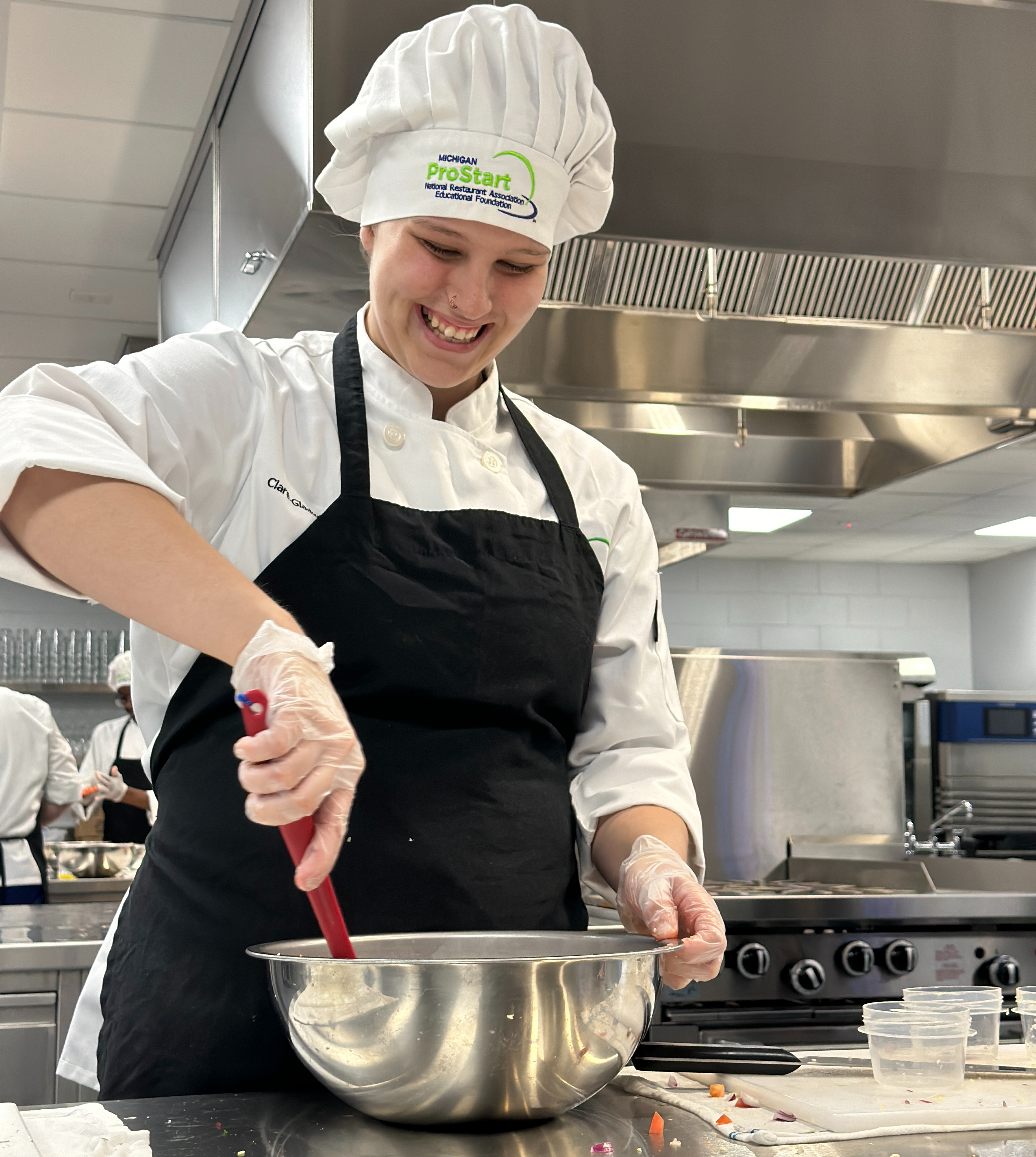 Culinary student cooking