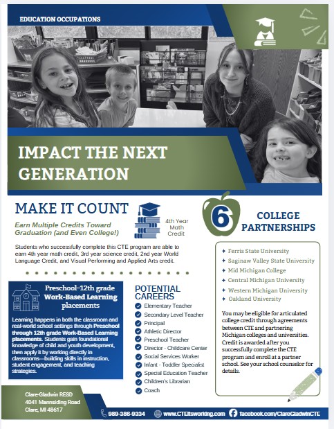 Education Occupations flyer graphic