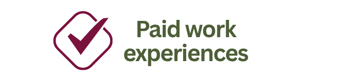 Check mark with text Paid Experiences