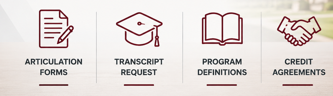 Articulation graphic with forms, graduation hat, book and handshake icons