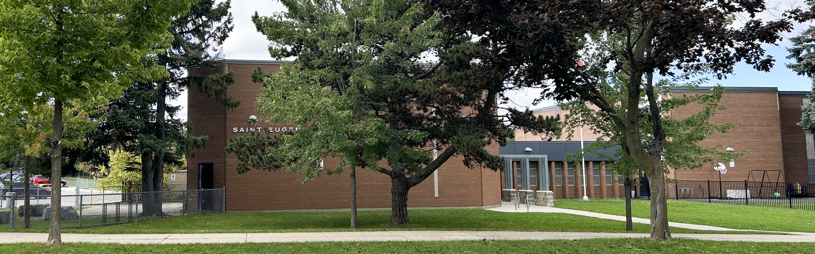 The front of the  St. Eugene Catholic School building.