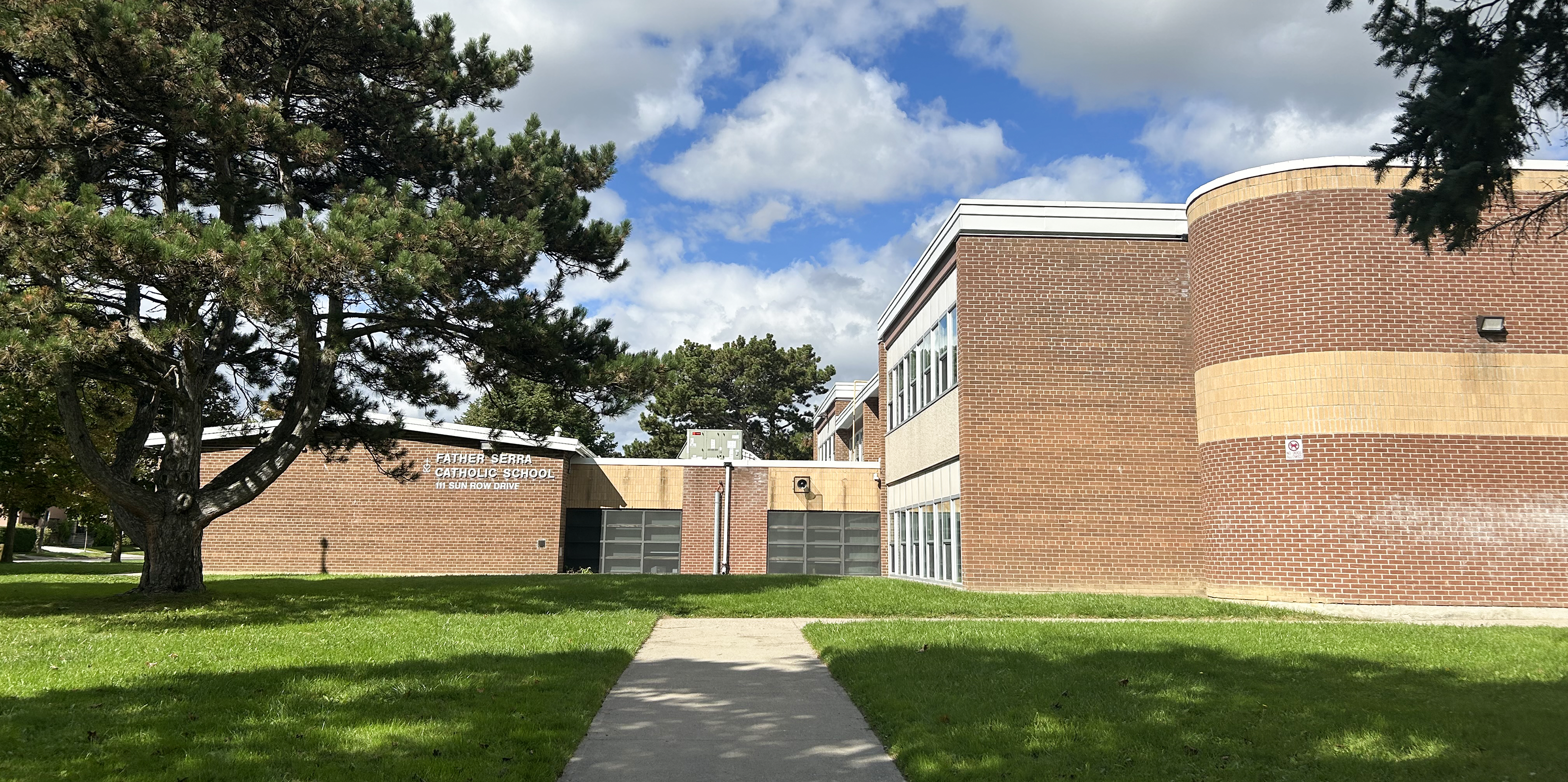 The front of the Father Serra Catholic School building