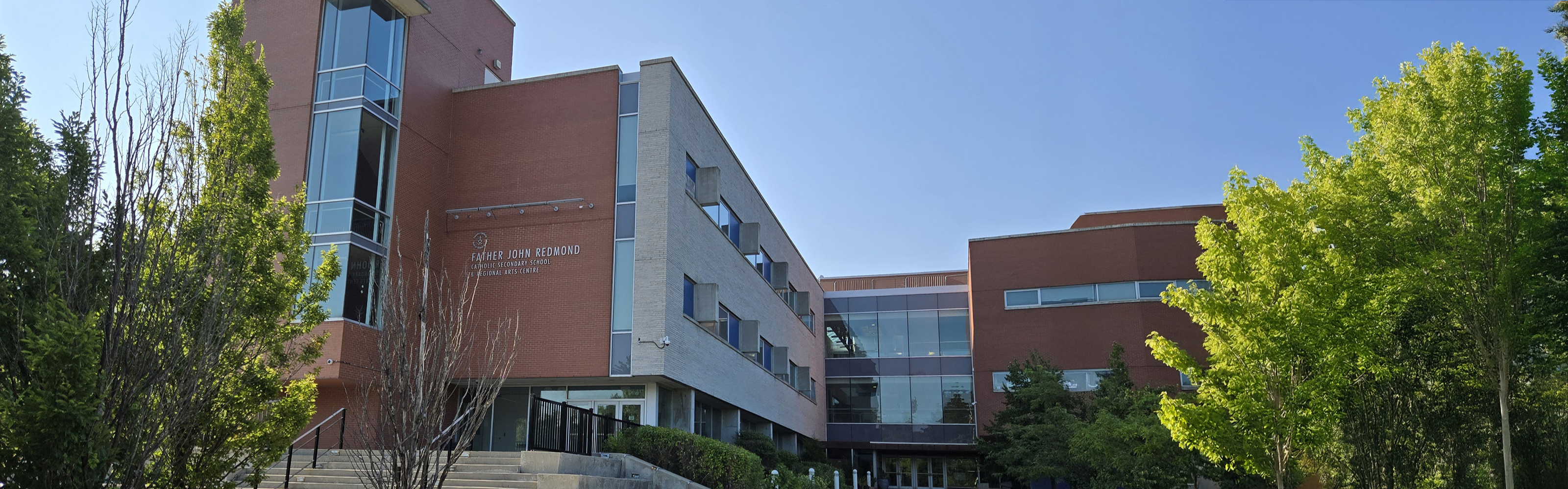 Front of the Father John Redmond Catholic Secondary School and Regional Arts Centre building