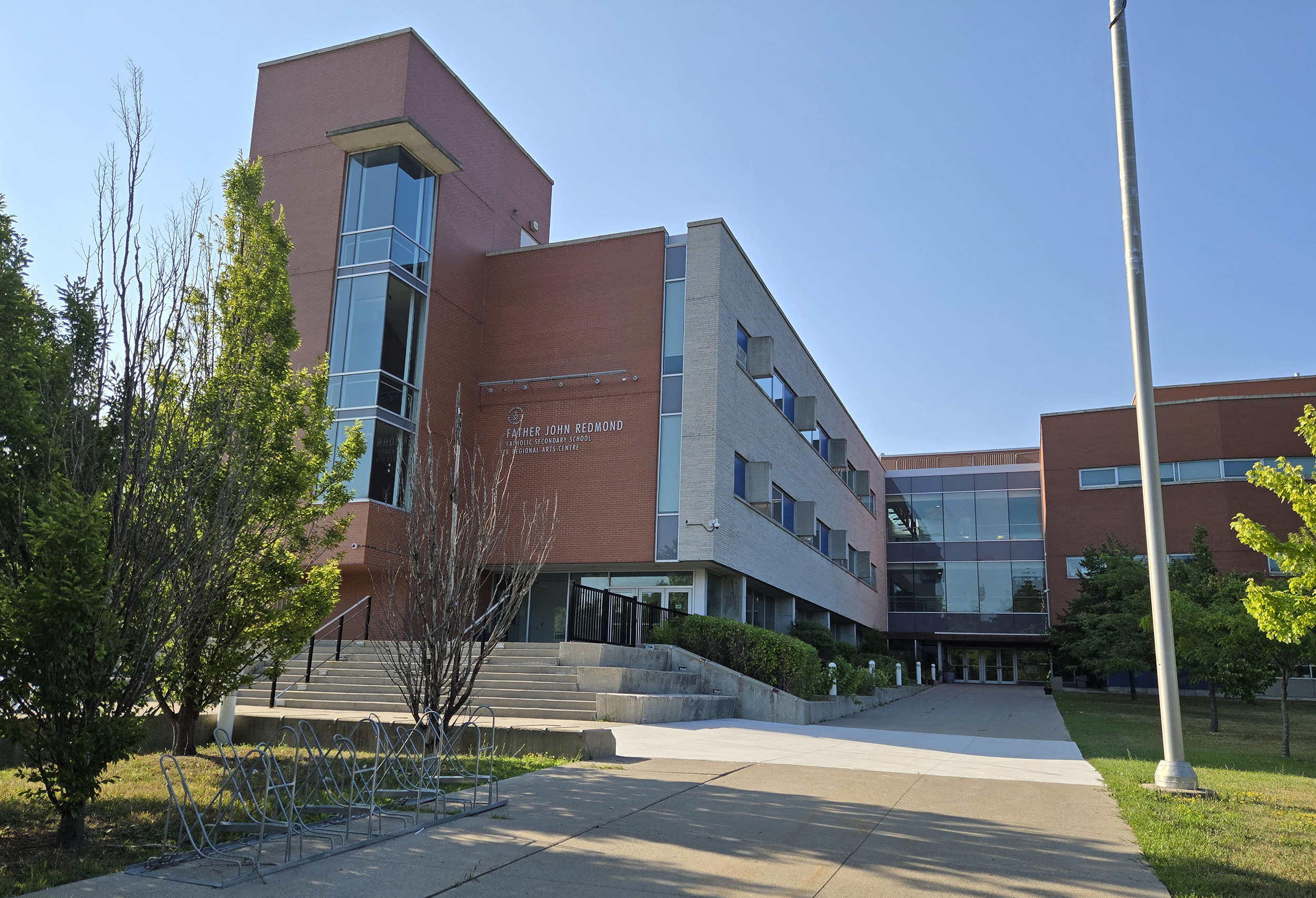 The front of the school building