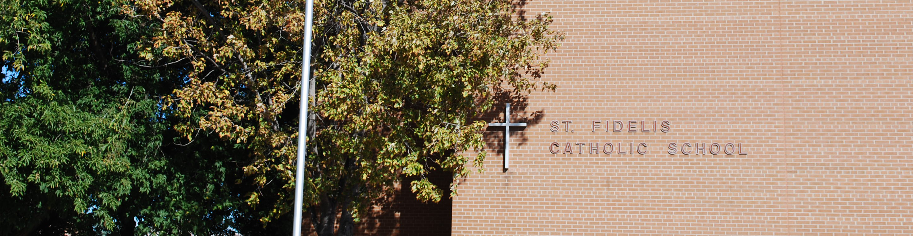 The front of the school building.