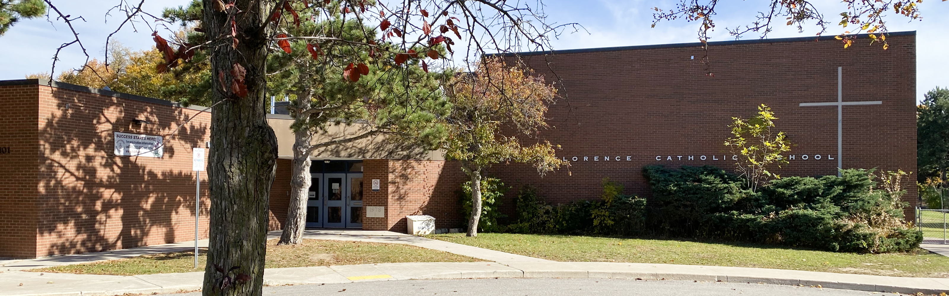 The front of the St. Florence Catholic School building.