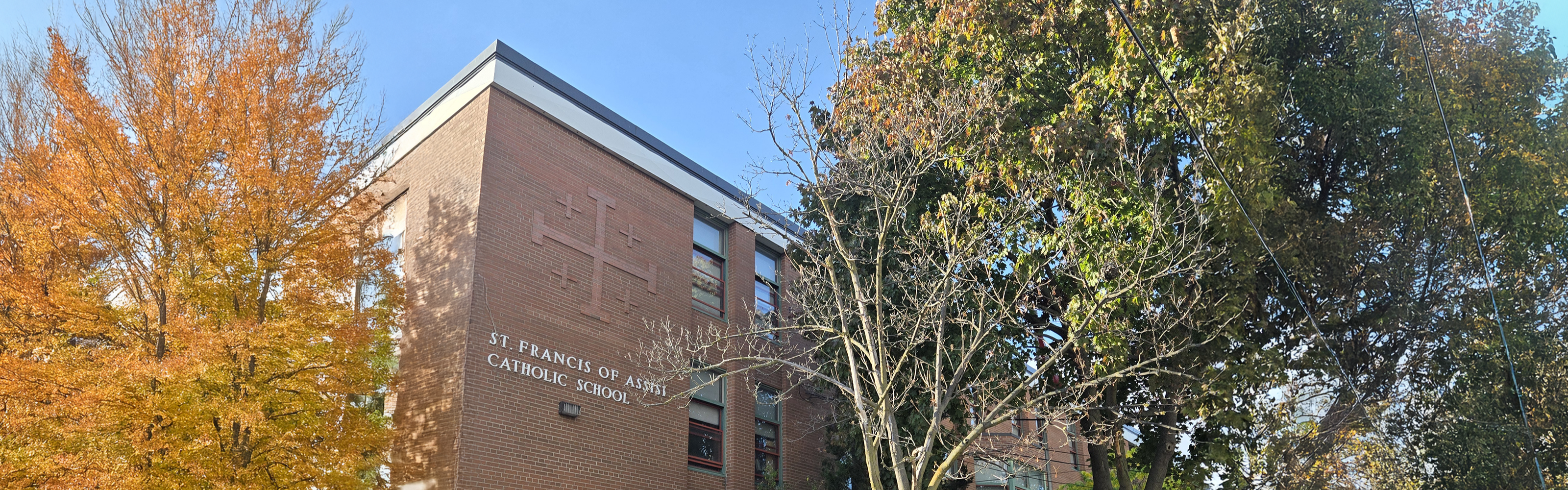 The front of the St. Francis of Assisi Catholic School building.