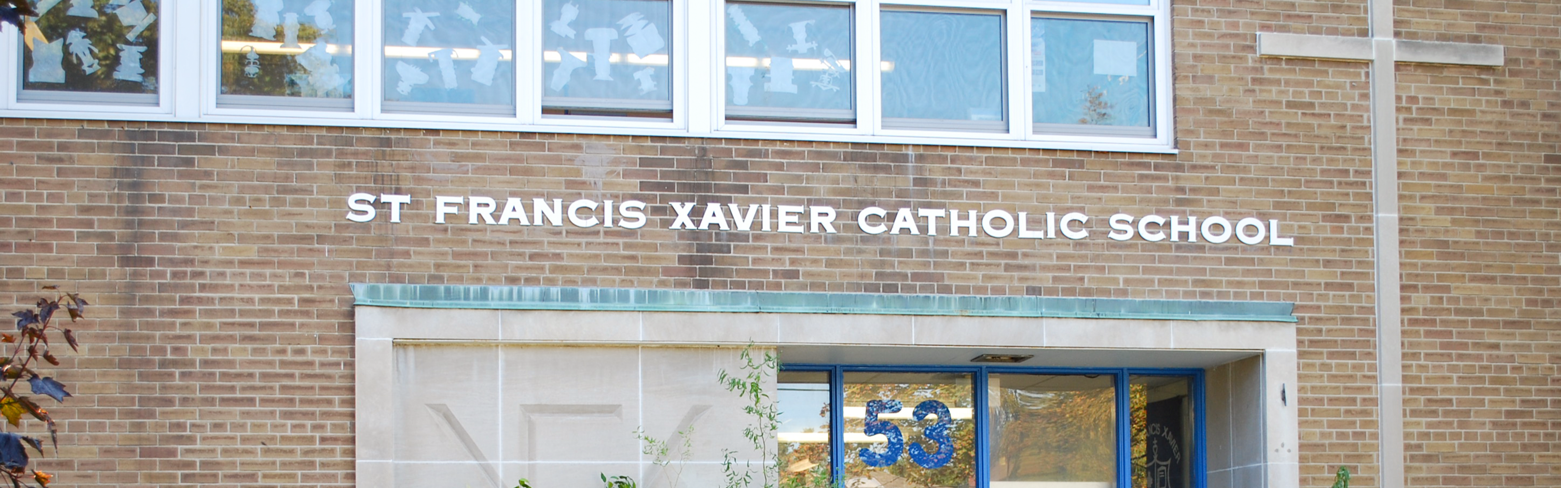 The front of the St. Francis Xavier Catholic School building.