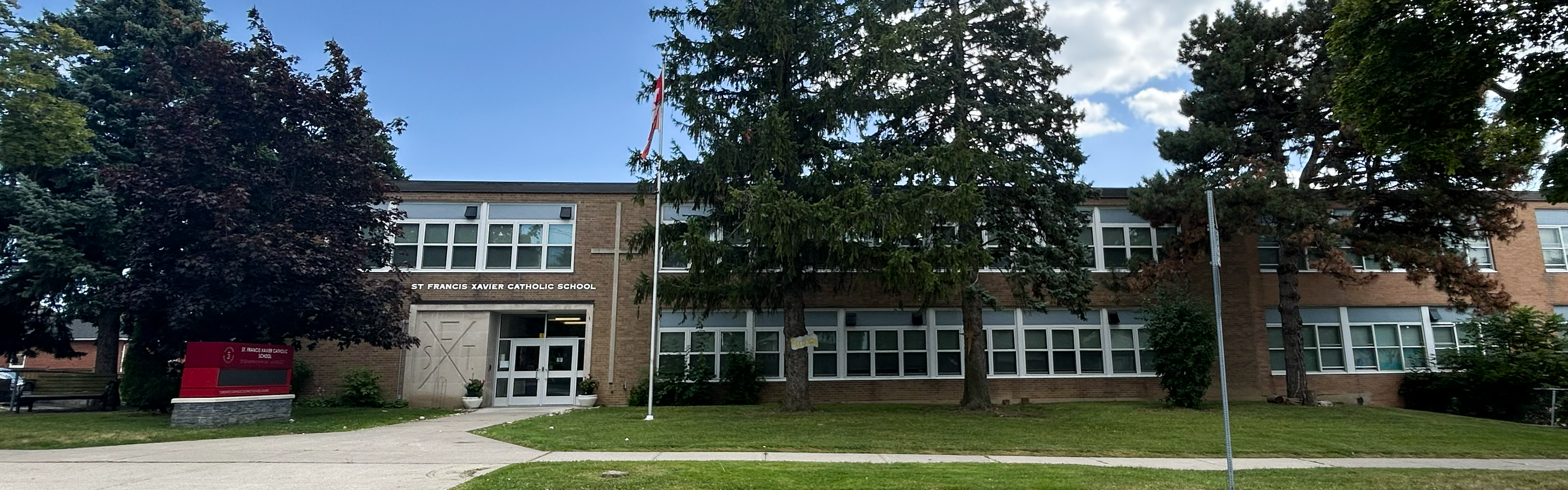 The front of the St. Francis Xavier Catholic School building.