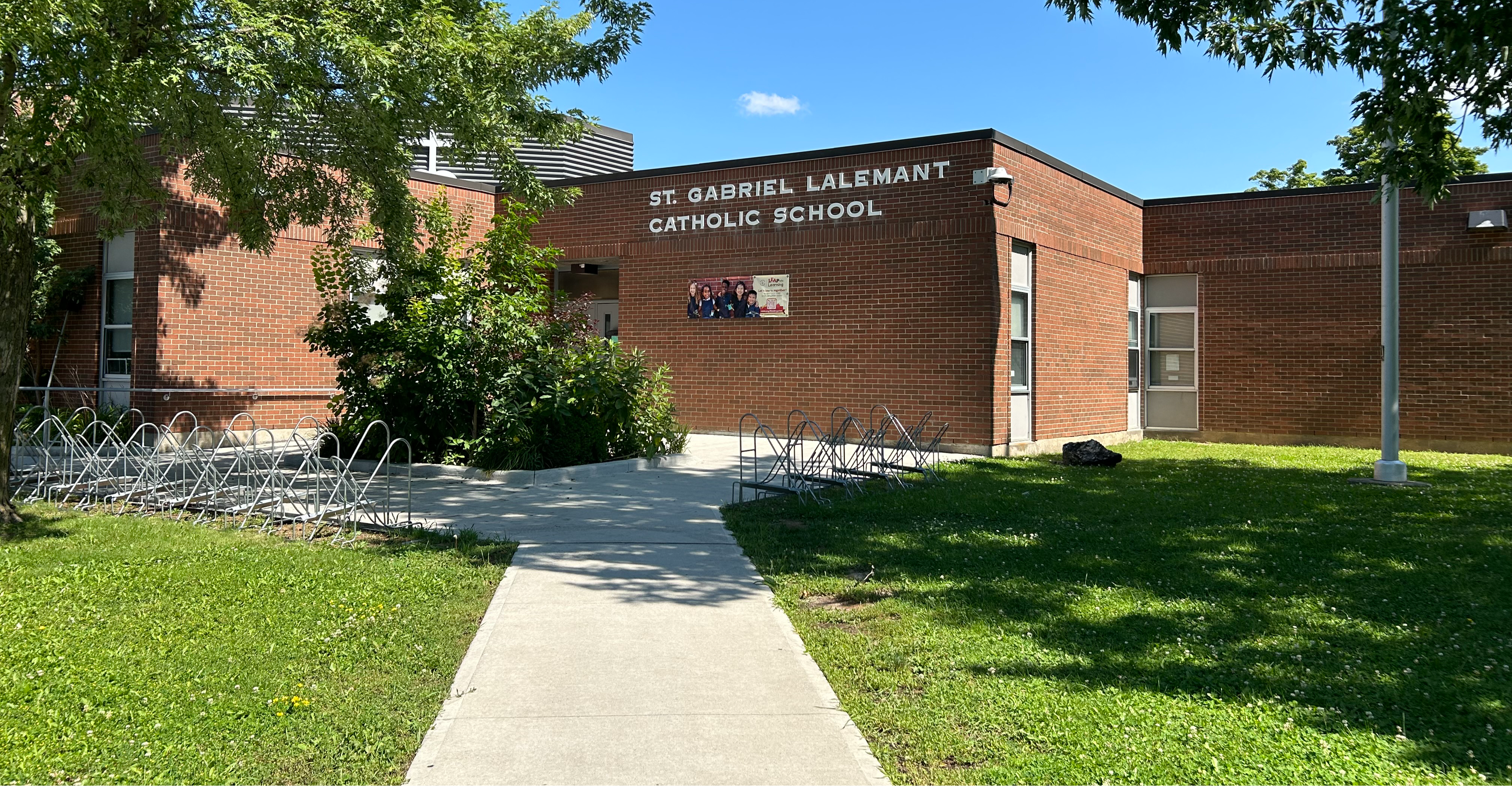 Front of the St. Gabriel Lalemant Catholic School building