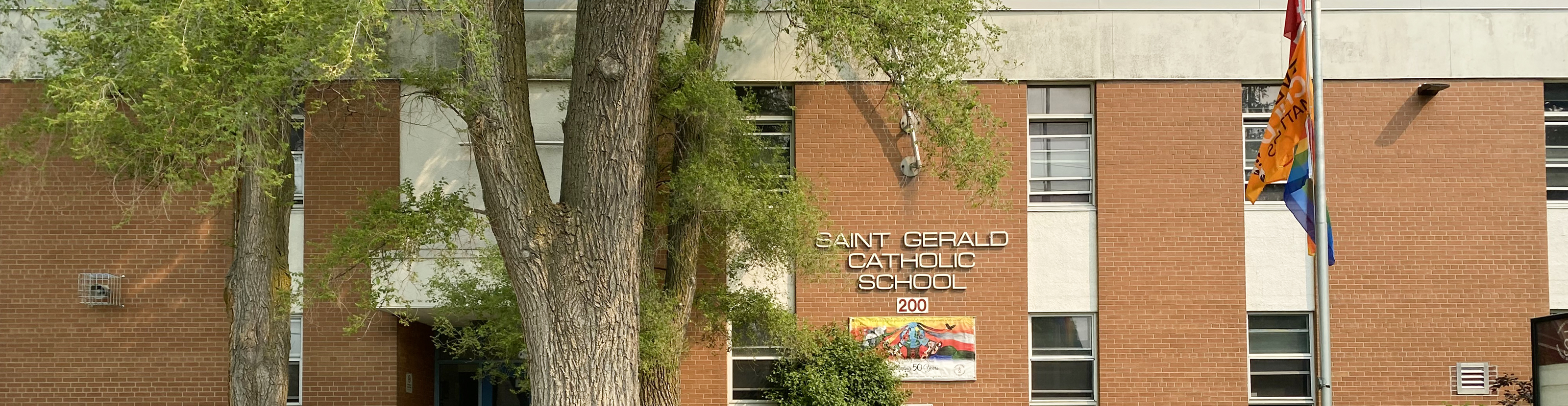 The front of the  St. Gerald Catholic School building.