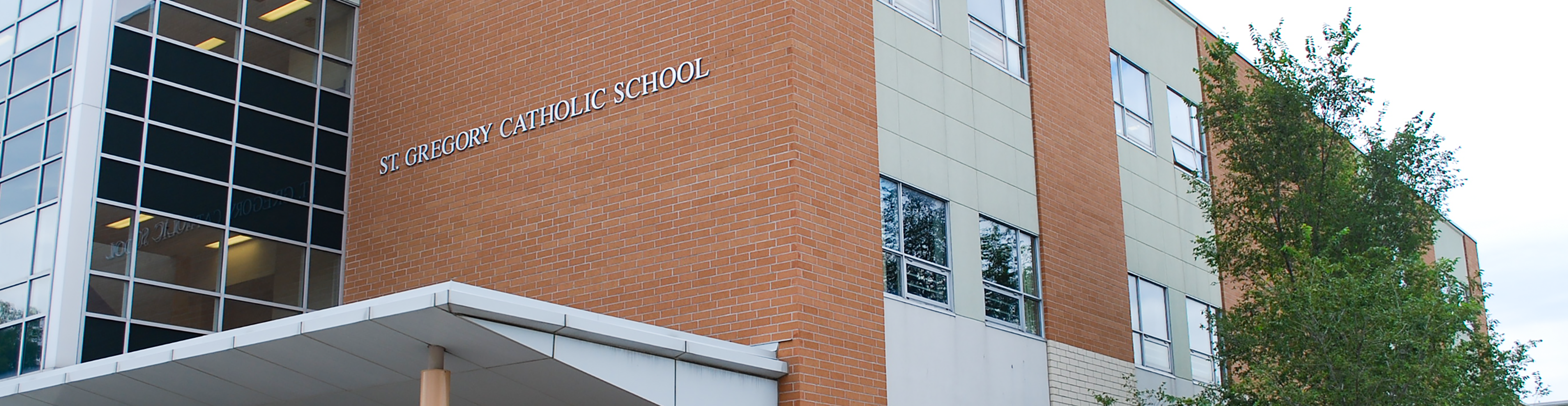 The front of the St. Gregory Catholic School building. 